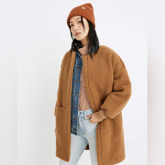 Madewell Bonded Sherpa Cocoon Coat - Picture 3 of 4